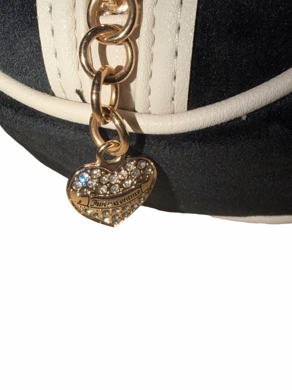 Juicy Couture Black Velvet Dome Satchel with Cream Trim - Picture 7 of 11